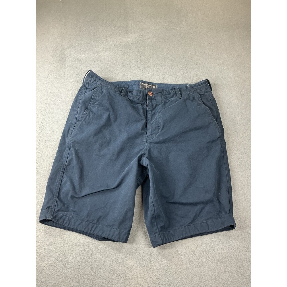 Abercrombie & Fitch Shorts Mens 36 Blue Chino Cotton Belted Pockets 10 Inseam
